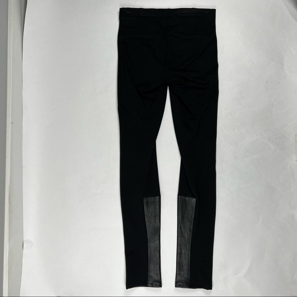 OWO Helmut Lang - Black Lambskin Leather & Cotton Combo Pull on Leggings, Size 2 - Picture 6 of 16